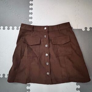 Vegan Suede Button-Through Mini Skirt